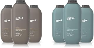 Method Men Body Wash, Cedar + Cypress, Paraben and Phthalate Free, 18 FL Oz & Men Body Wash, Sea + Surf, Paraben and Phthalate Free, 18 FL Oz,Softening