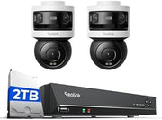 REOLINK Triple-Lens PoE Security Camera Outdoor, 10MP 180° Panoramic & 4K PT with Auto Tracking, 8CH Network Video Recorder for Home Security Camera System, OMVI 3i PoE x2 Bundle with RLN8-410