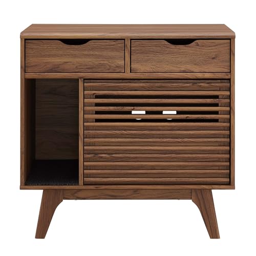 Modway Walnut / 31.5 inches x 18 inches x 31 inches / Mid-Century Modern Litter Box Enclosures