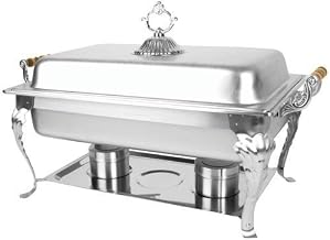 Thunder Group SLRCF8532, 8-Quart Full Size Chafer with Wood Handle, Commercial Stainless Steel Chafing Dish