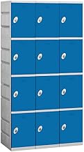 Salsbury 94000 Series Plastic Locker, Four Tier, 3 Wide, 12-3/4"W x 18" D x 18-1/4"H, Blue