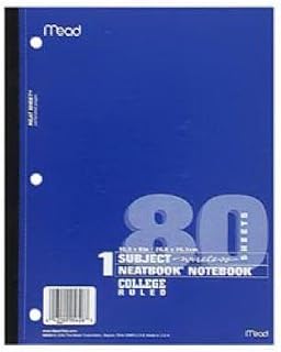 Mead Neatbook Wireless Notebook, College-Rule, White, 10.5 x 8-In., 80-Sheets