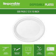 Responsible Products 12 x 10 inch (500 Count) / Classic White / Casual Plates