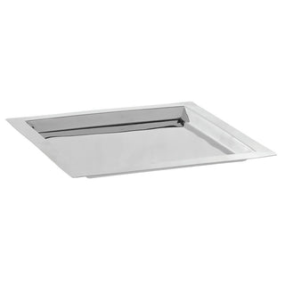 Serving Tray Square Silver Stainless Steel with Mirror Finish - 11" L x 11" W x 3/4" H by HUBERT – 11" x 11" x 0.8", Stainless Steel, Silver, Model TR02901188