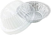 Handi-Foil 5 3/4" 12 oz. Aluminum Meat Pot Pie Pan w/Clear Dome Lid - Pack of 250