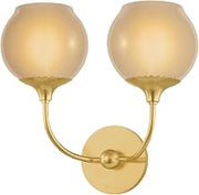 Mitzi Daya 2-Light Wall Sconce | Vogue Style | Aged Brass Finish | Made of Steel & Glass | Damp-Rated for Bathroom Use | 13.75" W x 12.5" H Profile | -AGB by MITZI HUDSON VALLEY