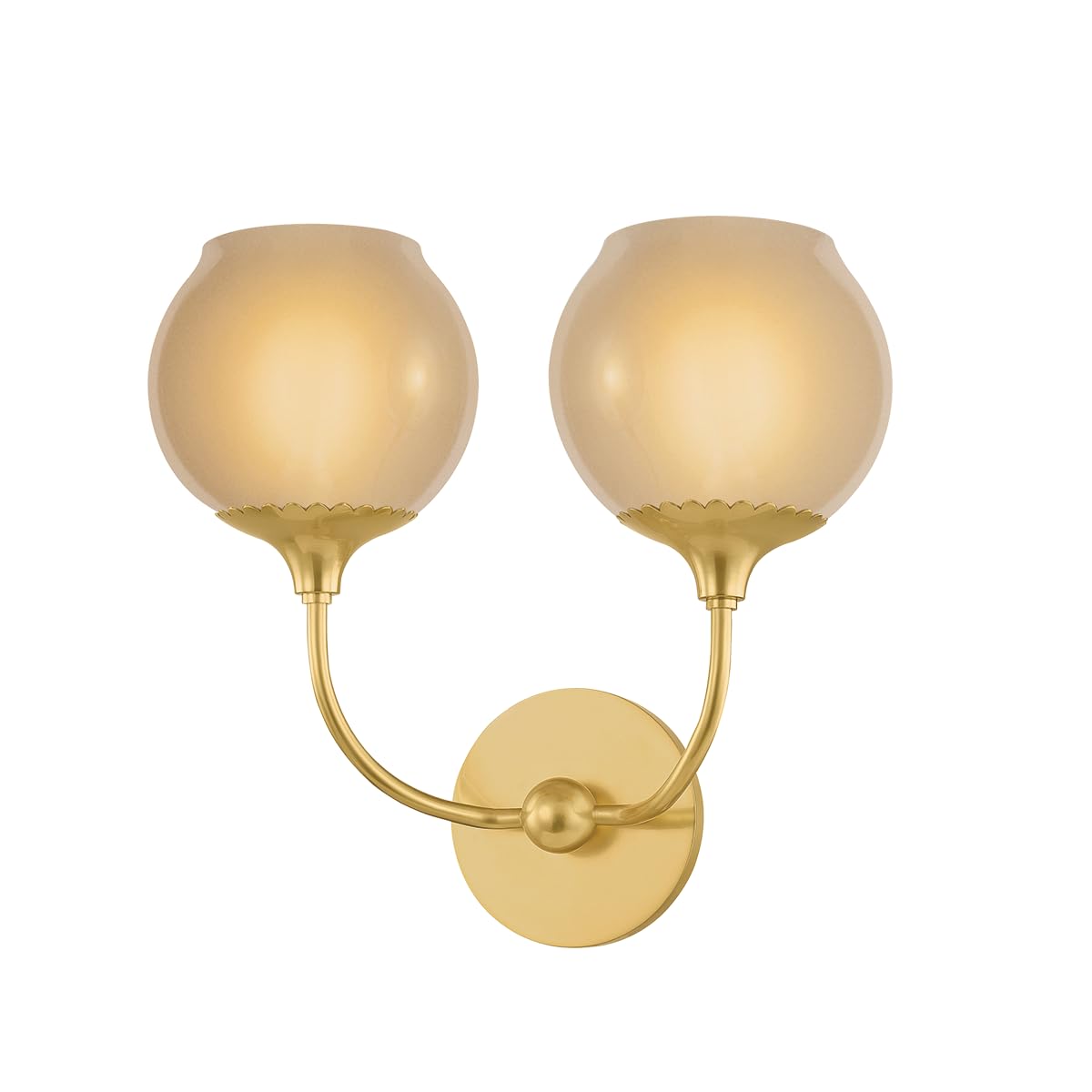 Mitzi Daya 2-Light Wall Sconce | Vogue Style | Aged Brass Finish | Made of Steel & Glass | Damp-Rated for Bathroom Use | 13.75" W x 12.5" H Profile | -AGB by MITZI HUDSON VALLEY