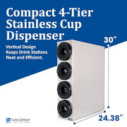 San Jamar 4 Tiers / Silver / 4 Cup Dispensers Commercial Beverage Dispensers