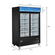 Merchandiser Display Refrigerator by Nexel – 31.9"L x 53.1"W x 84.4"H, 45.0 cubic_feet, Coated Steel, Black, Model G1.2YBM2F-HC (Sliding Door)