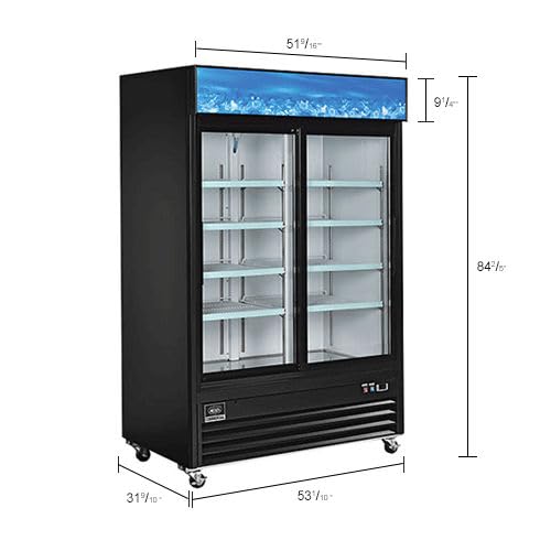 Merchandiser Display Refrigerator by Nexel – 31.9"L x 53.1"W x 84.4"H, 45.0 cubic_feet, Coated Steel, Black, Model G1.2YBM2F-HC (Sliding Door)