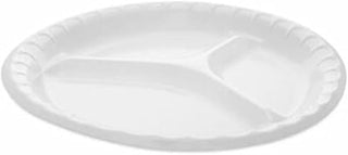 Pactiv 0TK10044000Y Foam Dinnerware, 3-Compartment Plate, 10.25 Diam