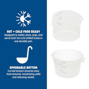 Carlisle FoodService Products 12 Quart (Pack of 6) / 1 / White Storage & Transport