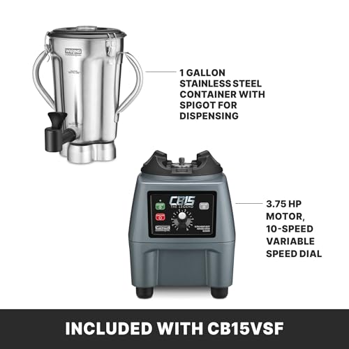 Waring Variable Speed w/Control Dial / Stainless Steel Jar CB15VSF / 1-Gallon Countertop Blenders