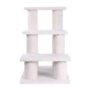 Faux Fleece Cat Step Stairs with Pressed Wood Platforms by Bison Pets – Engineered Wood, Beige