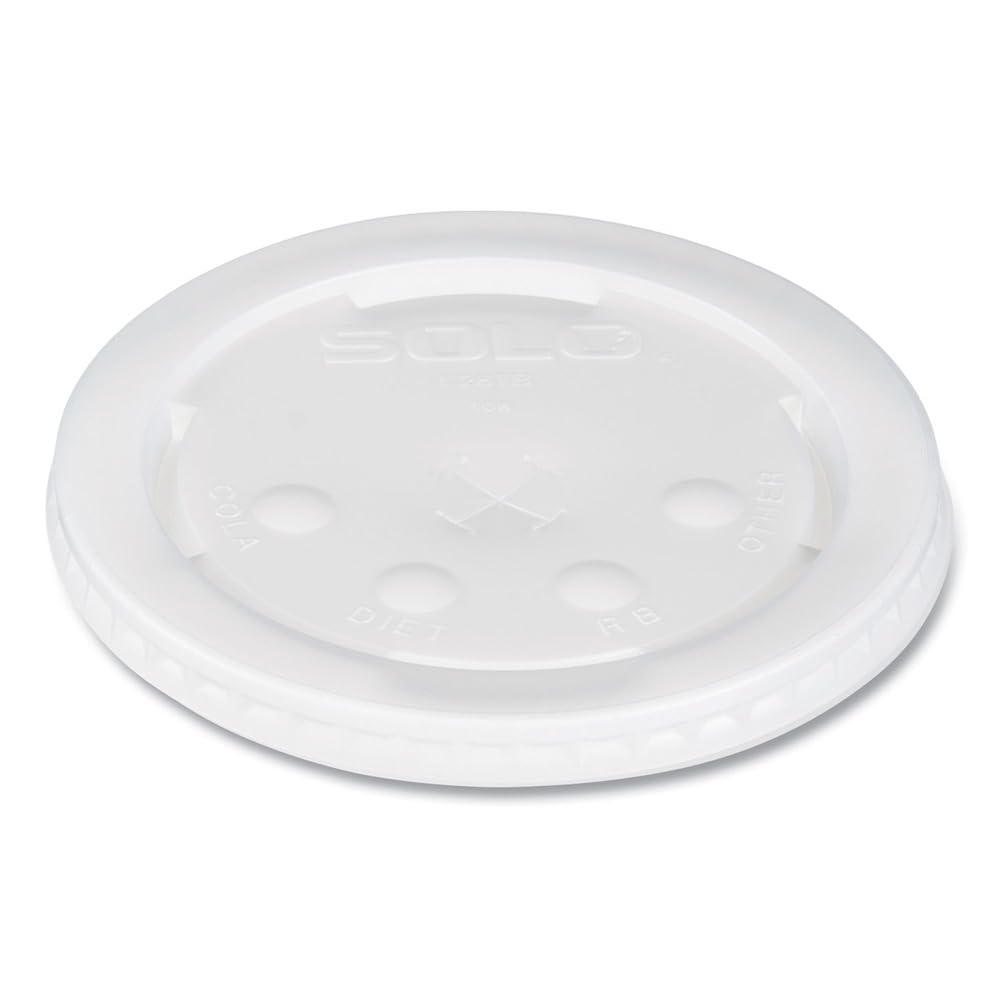 Identification Straw Slot Translucent Plastic Lid - For Solo Paper Cold Cups (Case of 960) – One Size, Plastic, Translucent, Pack of 960, Model L28BNR