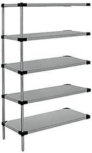 QUANTUM STORAGE SYSTEMS WRSAD5-86-2172SS Solid Shelves Add-On Kit for WRS5-86-2172SS Stainless Steel 5 Shelves 86" H x 72" W x 21" D