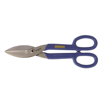 12-3/4 in. Flat Tin Snips by IRWIN – One Size, Steel, Plastisol, Blue, Model 22012