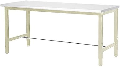 Global Industrial 60" W x 24" D Adjustable Height Workbench, 1-5/8" Thick Plastic Laminate Square Edge, Tan