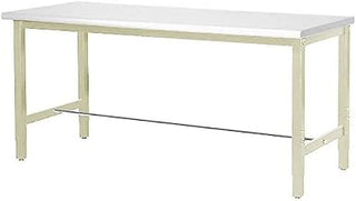 Global Industrial 60" W x 24" D Adjustable Height Workbench, 1-5/8" Thick Plastic Laminate Square Edge, Tan