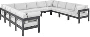 White Water Resistant Fabric Outdoor Patio Modular Sectional, Contemporary Style, Cushioned Seating, Weatherproof Design for Garden, Deck, Porch