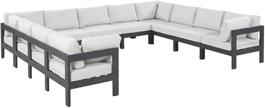 White Water Resistant Fabric Outdoor Patio Modular Sectional, Contemporary Style, Cushioned Seating, Weatherproof Design for Garden, Deck, Porch