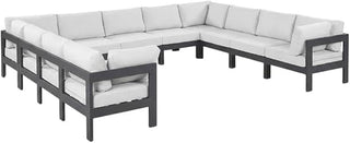 White Water Resistant Fabric Outdoor Patio Modular Sectional, Contemporary Style, Cushioned Seating, Weatherproof Design for Garden, Deck, Porch