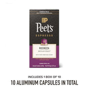 Peet's Coffee Ricchezza (Intensity 8) / 10 Count (Pack of 1) / Ricchezza Single-Serve Capsules & Pods