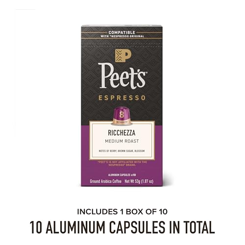 Peet's Coffee Ricchezza (Intensity 8) / 10 Count (Pack of 1) / Ricchezza Single-Serve Capsules & Pods