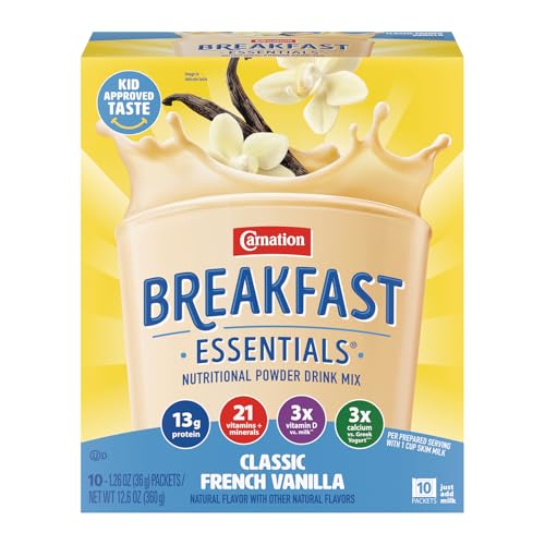 Carnation Breakfast Essentials Classic French Vanilla / Total 12.6 oz (10 packets of 1.26 oz each) / 6 Chocolate Drink Mixes