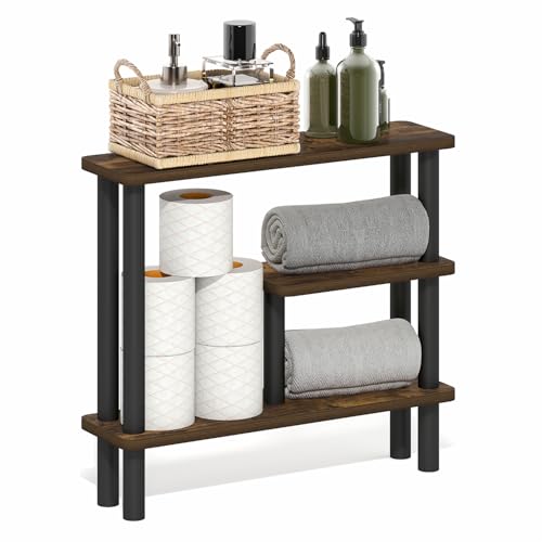 Furinno Amber Pine/Black / 5.71" x 20.87" x 18.35" / Contemporary Bathroom Shelves