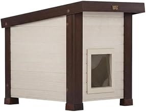 Durable Engineered Wood Composite Outdoor Cat Shelter in Maple with Rainproof Design, Easy-to-Clean, Weather-Resistant Engineered Wood Composite Material, Perfect for Outdoor Cats