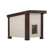 Durable Engineered Wood Composite Outdoor Cat Shelter in Maple with Rainproof Design by Bison Pets – Engineered Wood Composite, Maple