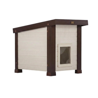 Durable Engineered Wood Composite Outdoor Cat Shelter in Maple with Rainproof Design by Bison Pets – Engineered Wood Composite, Maple
