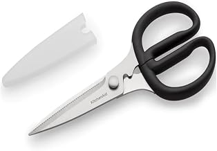 KitchenAid All Purpose Kitchen Scissors with Stainless Steel Blades | Multi-Purpose Scissors, Rust-Resistant Stainless Steel Blades, Black Soft-Grip Handles, Plastic Blade Guard Included