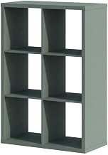 Furnifact Green 6-Cube Closet Organizer with Open Shelf Storage, Extra Thick Engineered Wood Frame, Bedroom and Wardrobe Cabinet Unit
