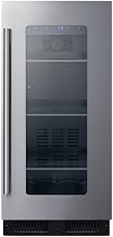 Summit Appliance Summit 15” Beverage Center, 2.3 cu.ft. Capacity, Built-in, ADA Compliant Refrigerator, Stainless Steel & Glass - ALBV15CSSLHD (Left Handed Door Swing)