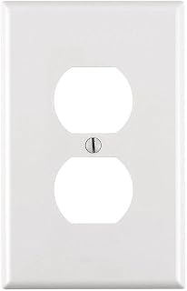 Leviton PJ8-W 1-Gang Duplex Device Receptacle Wallplate, Midway Size, Thermoplastic Nylon, Device Mount, White