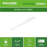 Responsible Products 6.75" Knives White (50 Count) / White / 50 Knives