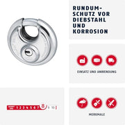 ABUS 90mm / Single / Silver Keyed Padlocks