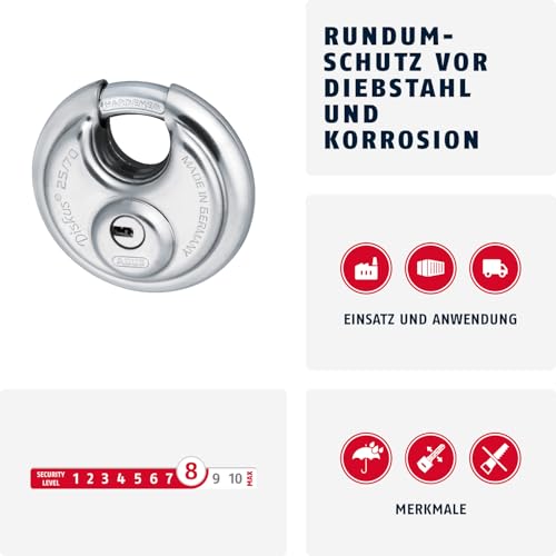 ABUS 90mm / Single / Silver Keyed Padlocks