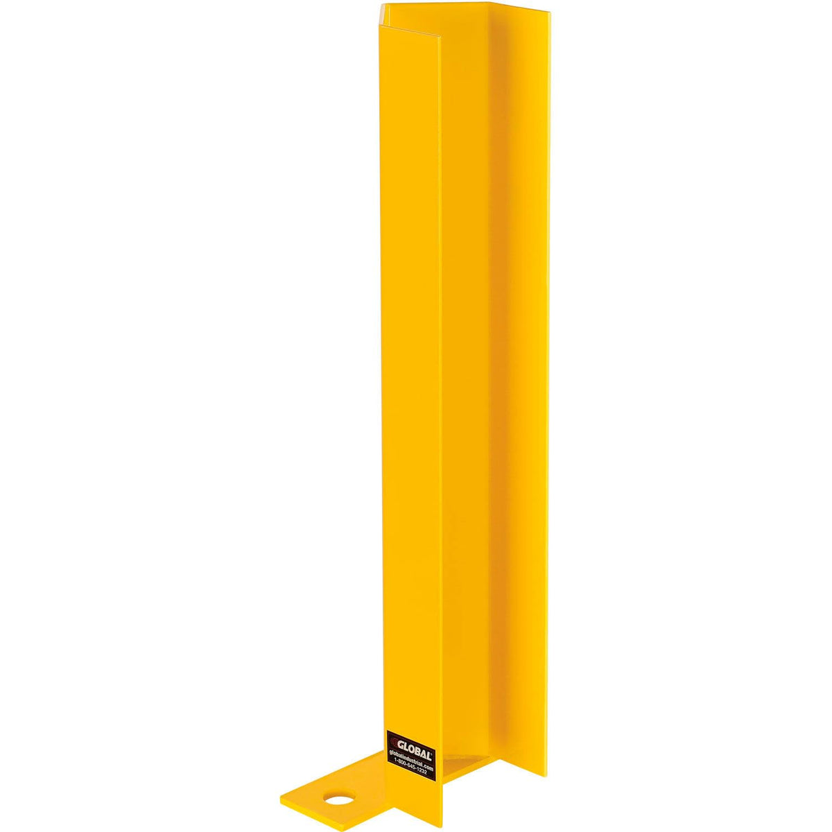 Pallet Rack Frame Guard with Pre-Drilled Base by Global Industrial – 4"L x 3.13"W x 18"H, 9-Gauge Steel, Yellow, Model 798618