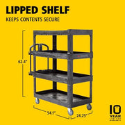 Rubbermaid Commercial Products Black / Large / 4-Shelf Service Carts