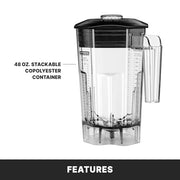 Waring Variable Speed Control Dial 1,000 to 17,000 RPM / 48 Ounce Copolyester Container Jar / 48 Ounce Cont Countertop Blenders