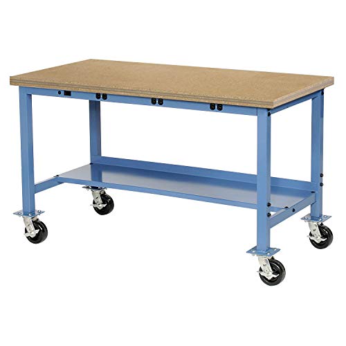 Mobile Workbench with Power Apron by Global Industrial – 30"L x 60"W x 36"H, Steel, Blue, Model 253998WBBL