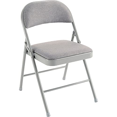 Fabric Seat Folding Chair by Global Industrial – 18.75 in x 38.25 in x 8.25 in, Textile, Grey, Pack of 4, Model INT-962