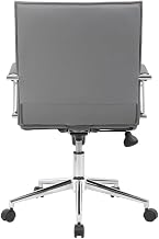 Vinyl-Upholstered Mid-Back Office Chair with Adjustable Arms, Chrome Base, Dual-Wheel Casters for Home Office