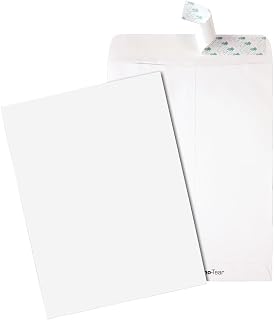 Quality Park Tech-No-Tear Catalog Envelope, Redi-Strip, White, 9 x 12, 100 per Box, (77390)