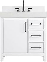Elegant Kitchen and Bath 32" Single Bathroom Vanity in White with Backsplash