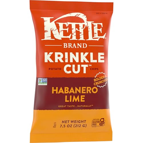 Kettle Brand Krinkle Cut Habanero Lime / 7.5 Ounce (Pack of 12) / Habanero Lime Potato