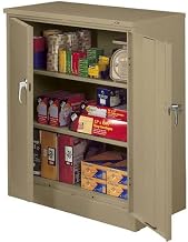Tennsco Deluxe Counter Height Storage Cabinet, Welded 36" W x 18" D x 42" H Medium Gray